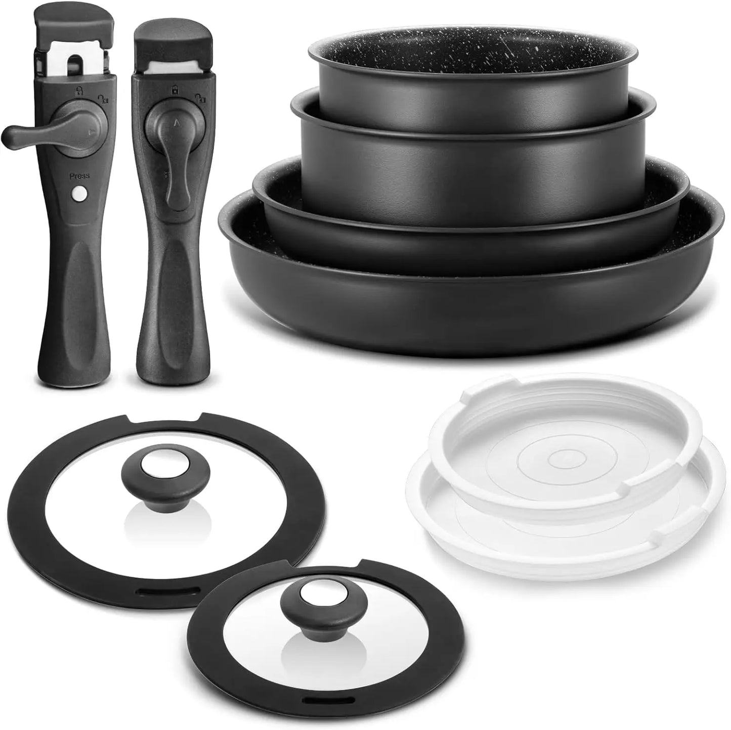 Induction Cookware Set With Nonstick Coating Removable Handles All Hobs