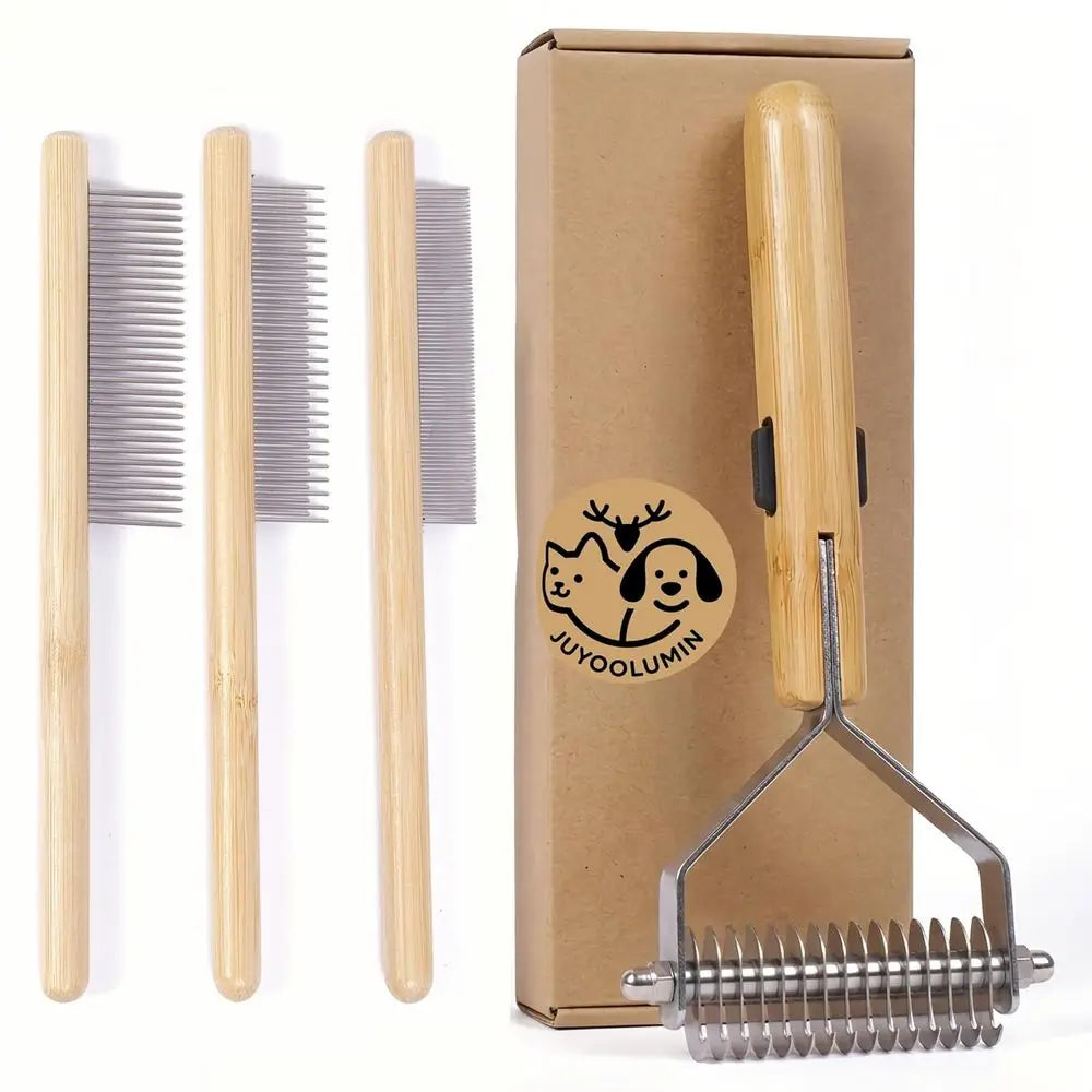 Pet Grooming Kit 4 In 1 Dematting Undercoat Rake Detangling