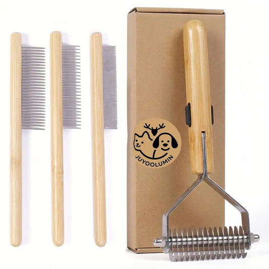Pet Grooming Kit 4 In 1 Dematting Undercoat Rake Detangling