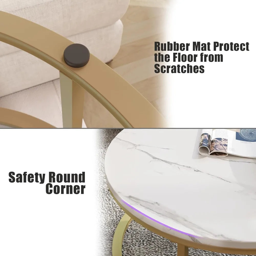 Nested Round Coffee Table Set, Modern Design, Customizable Two-Piece
