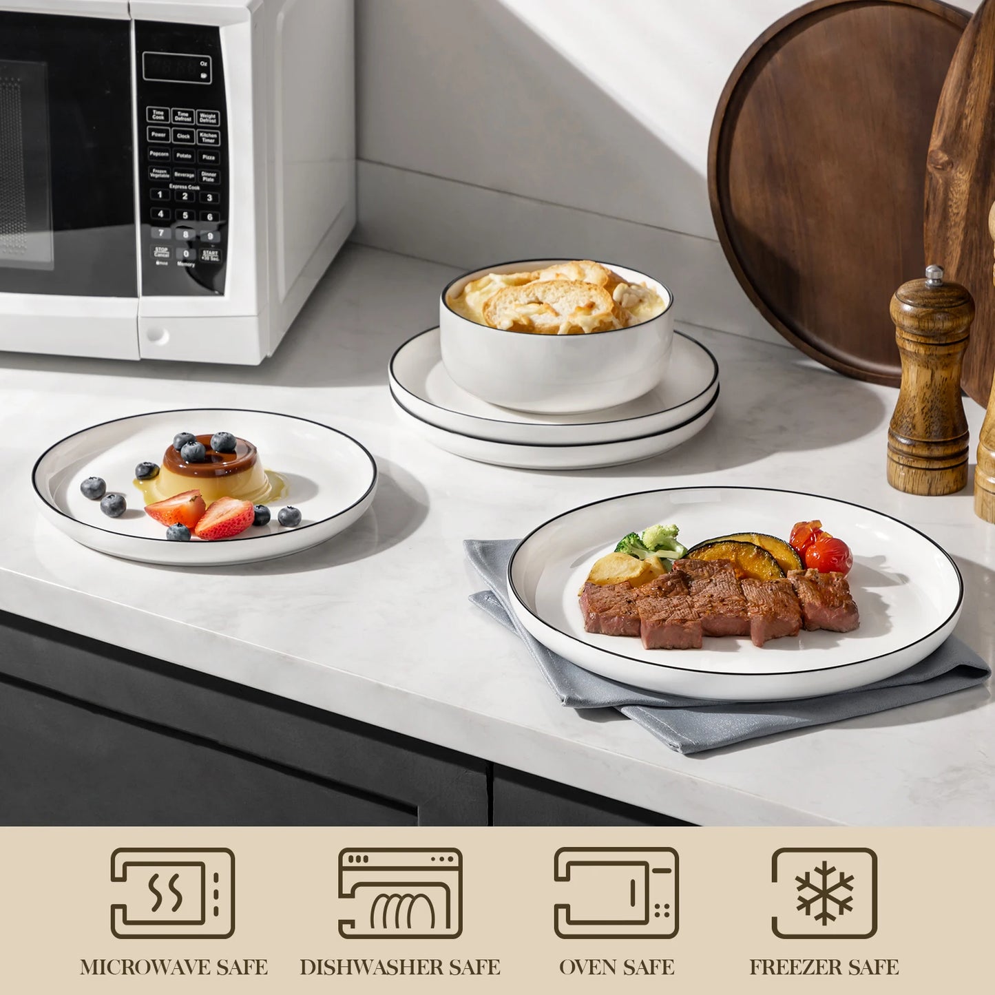 MALACASA Porcelain Dinnerware Set For 4 Ceramic Tableware Collection