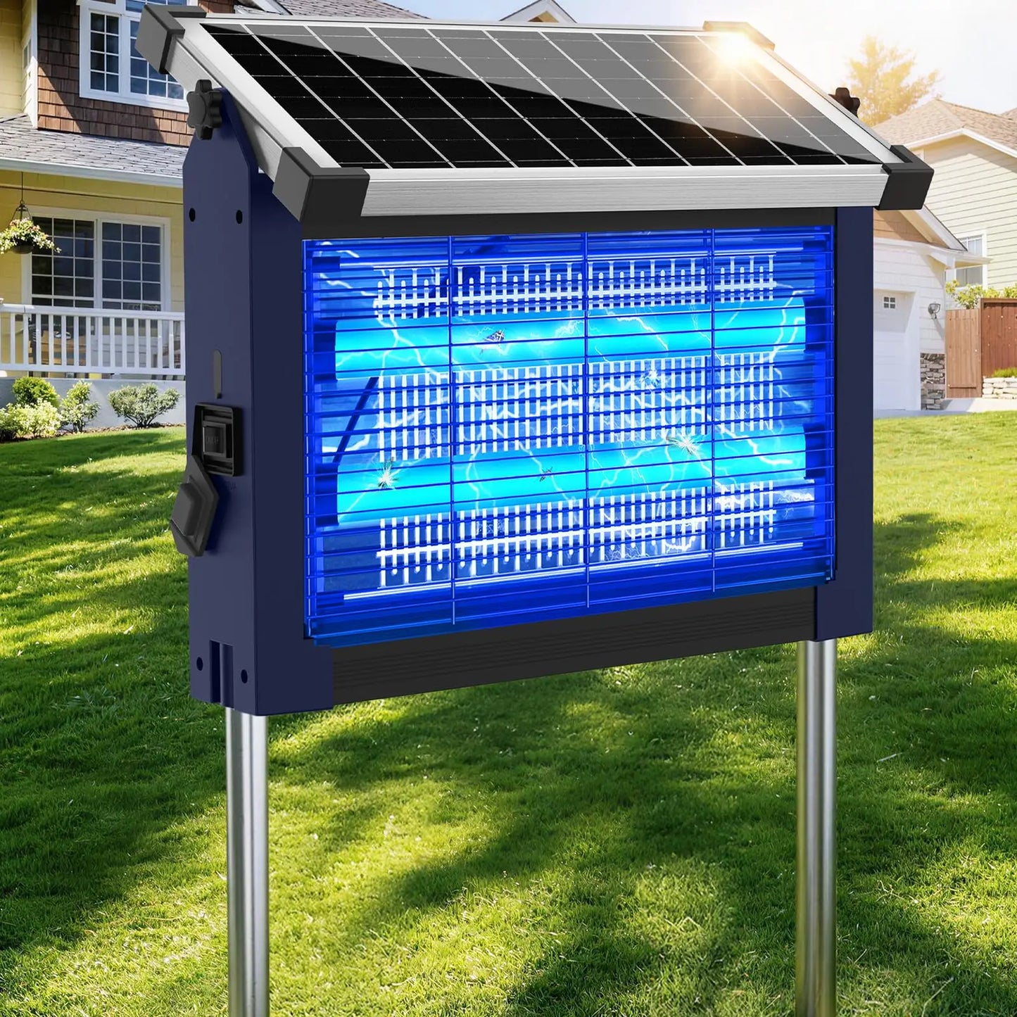 Solar Bug Zapper 4500V Waterproof Outdoor Mosquito Trap For Garden