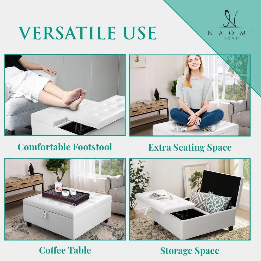 DAFIFY Leather Storage Ottoman Coffee Table With Lift-Top