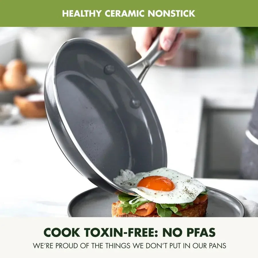 Swift 17 Piece Nonstick Cookware Set Ceramic PFAS Free Pots Pans