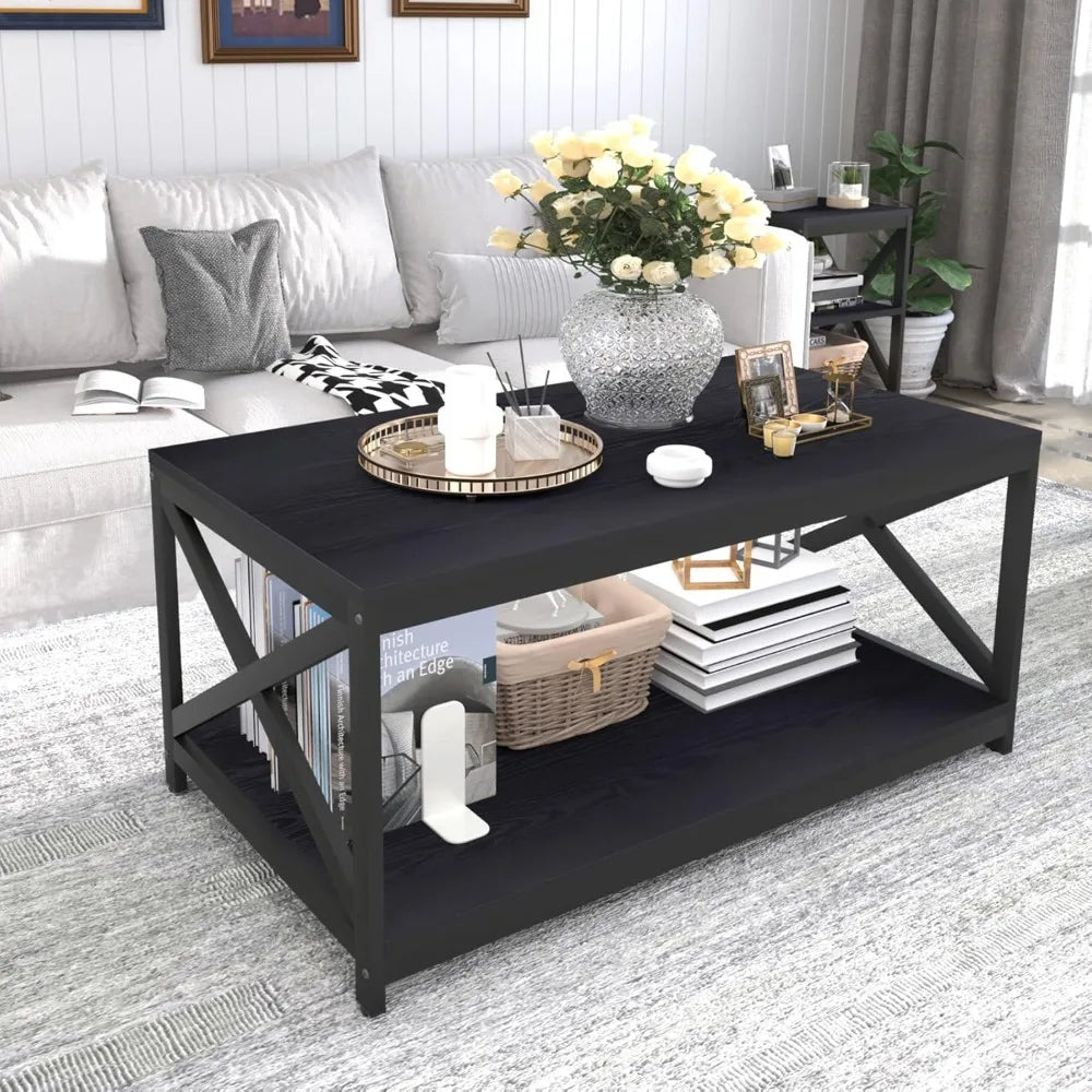 Industrial X-Design Coffee Table Set Of 3 For Living Room