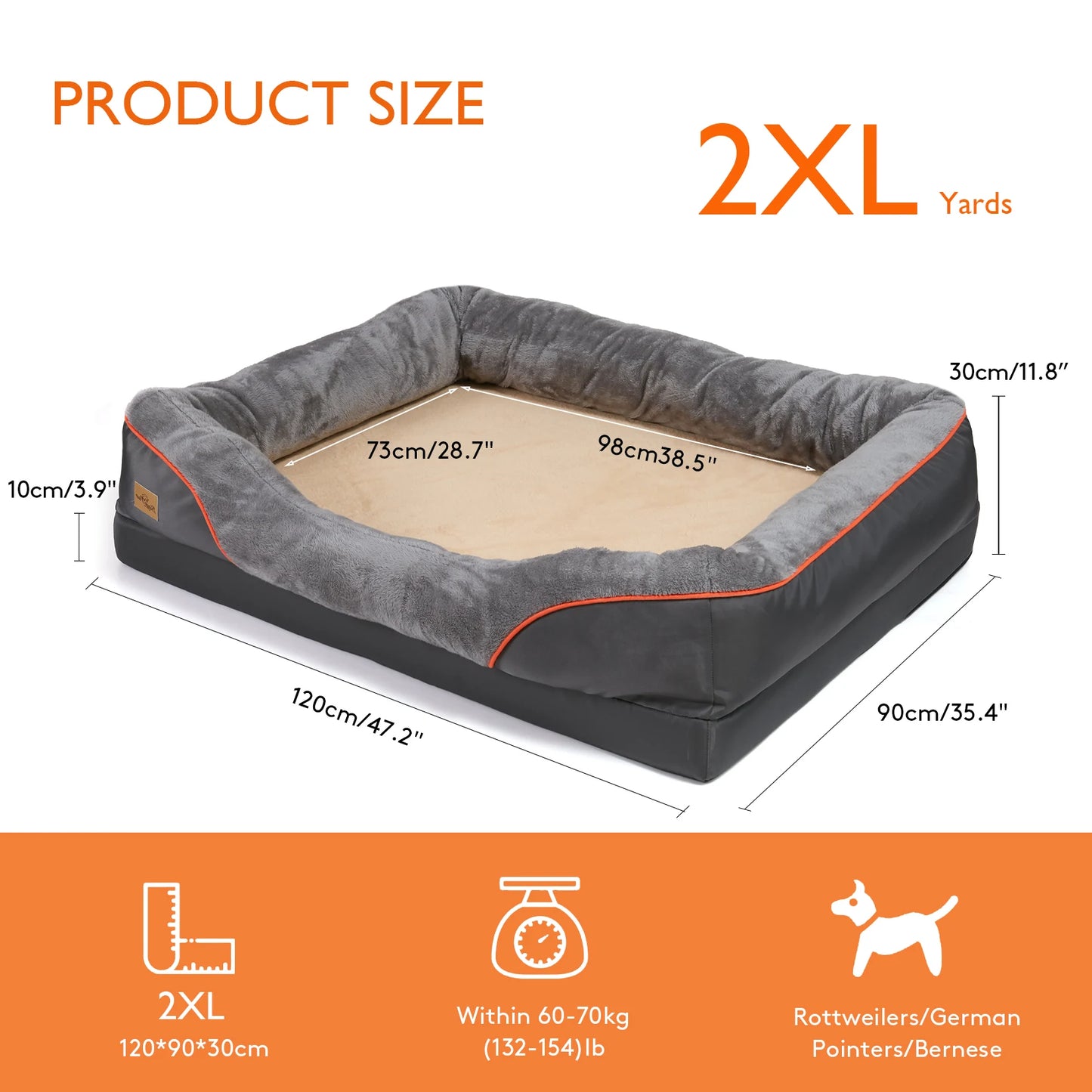 BINGOPAW Orthopedic Memory Foam Dog Bed With Bolsters