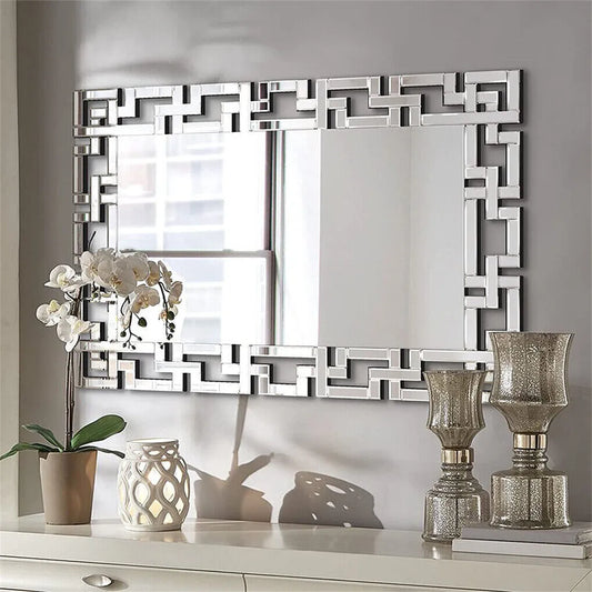 Venetian Art Mirror With Beveled Edge For Living Room Wall