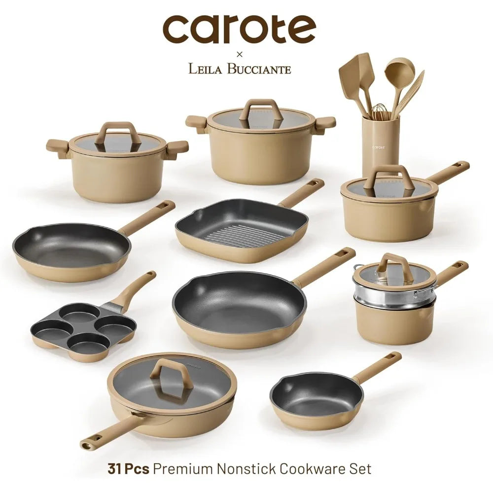 XMSJ 31 Piece Nonstick Pots And Pans Set With Induction