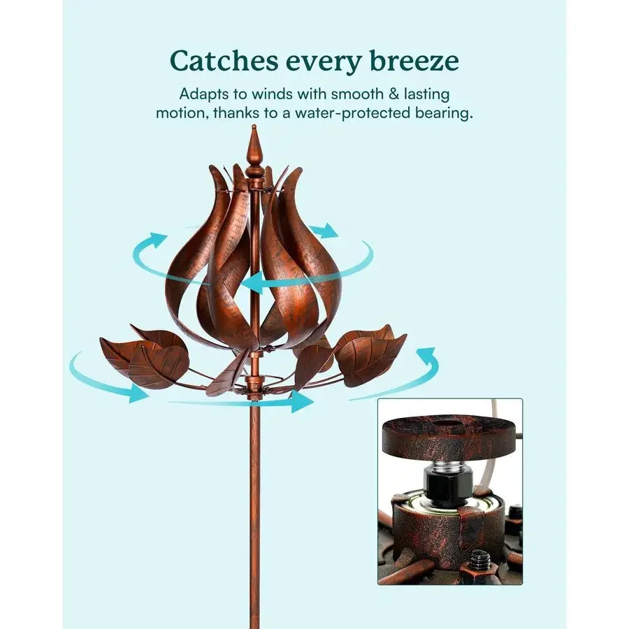 XMSJ Outdoor Tulip Metal Wind Spinners Garden Decor