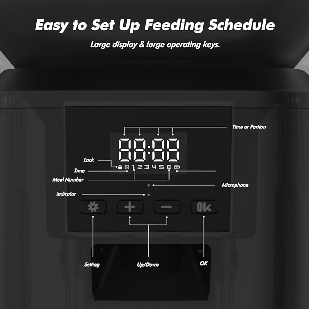 Nityers 8L Automatic Cat Feeder With Voice Recorder And Stainless Steel Bowl