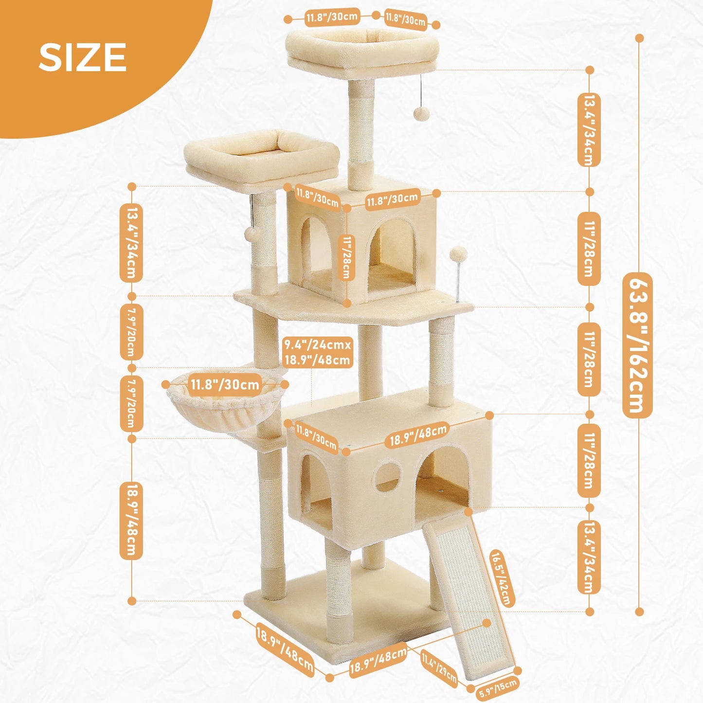 PAWZ Road Multi-Level Cat Tree With Sisal Post Hammock