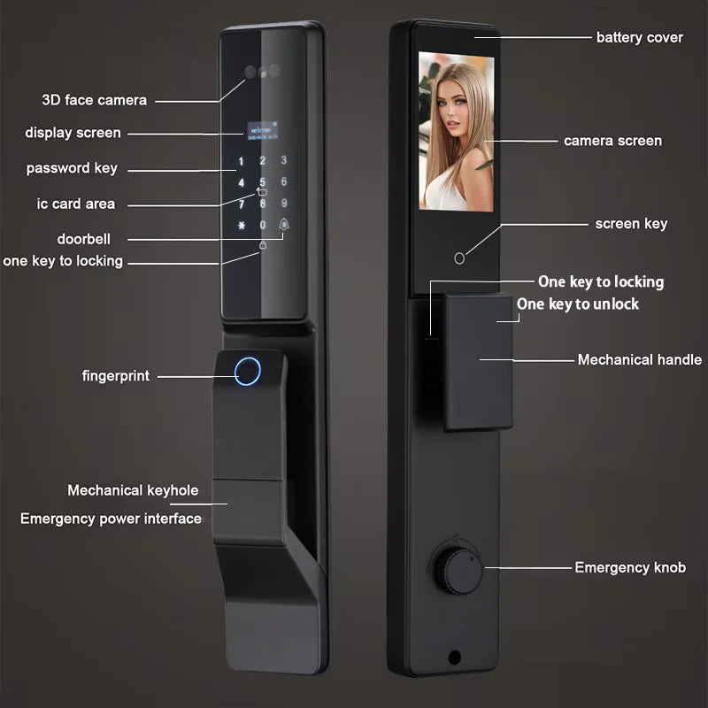 YKESDL Alexa Voice Control Smart Door Lock With Camera 3D Face Recognition