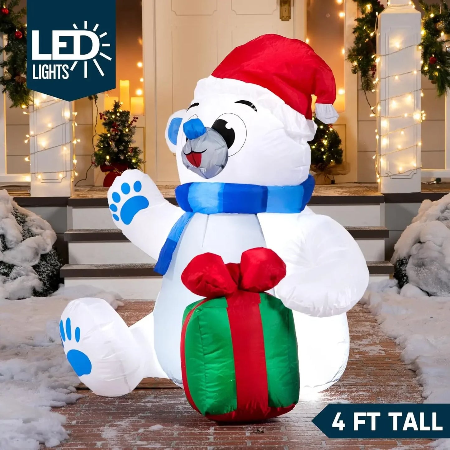 Joyfy Polar Bear LED Christmas Inflatable Outdoor Decoration