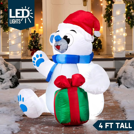 Joyfy Polar Bear LED Christmas Inflatable Outdoor Decoration