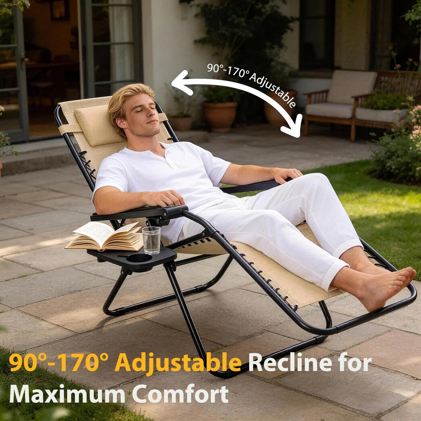 JHK Portable Zero Gravity Recliner Chairs Set Of 2 Outdoor