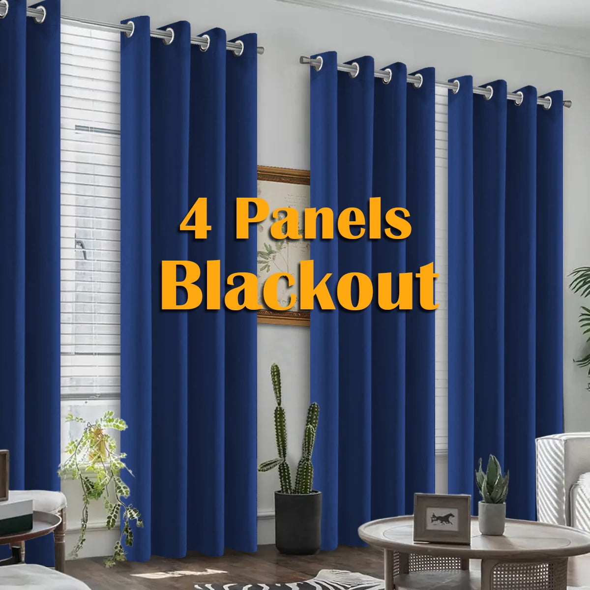 4-Piece Blackout Curtains Heat Insulated For Bedroom And Living Room