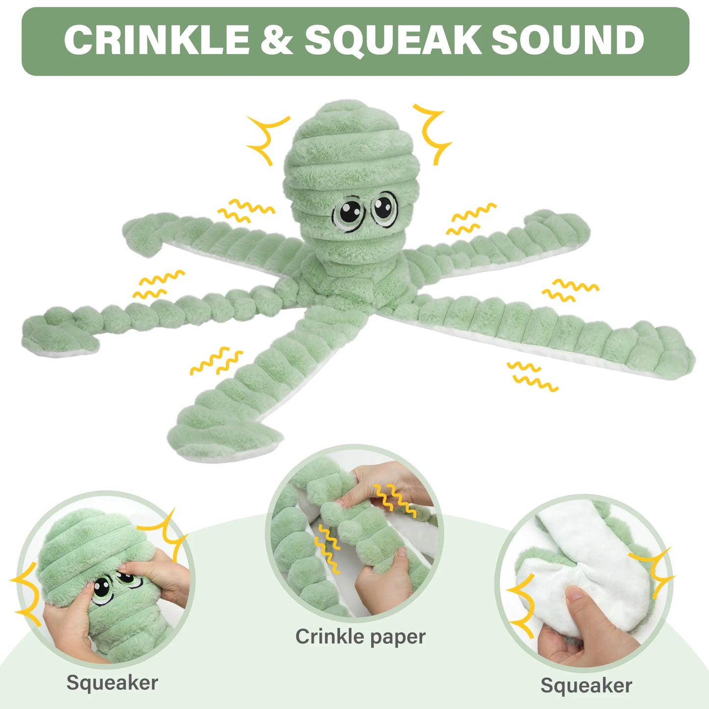 Octopus Design Squeaky Plush Dog Toy Interactive Chew For Dogs
