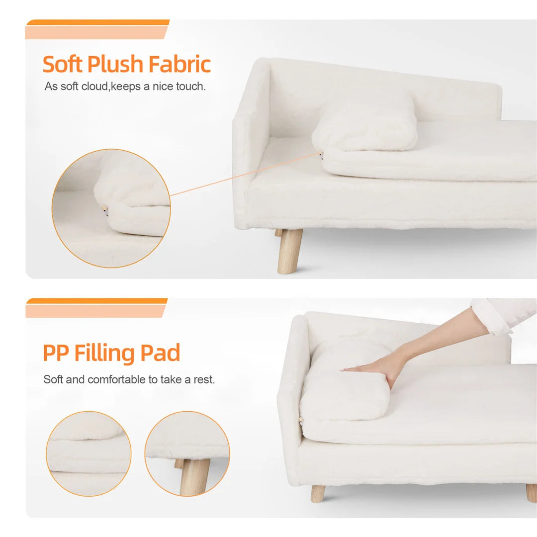 BINGOPAW L Shaped Dog Sofa Bed Cushion with Wooden Legs