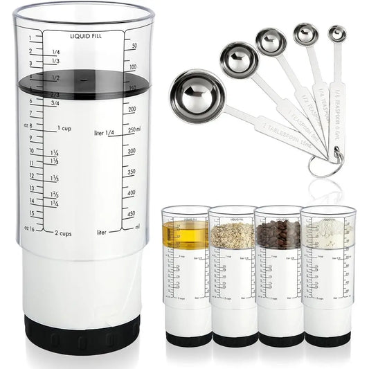 Adjustable Measuring Cups And Spoons Set With 2 Cup Capacity