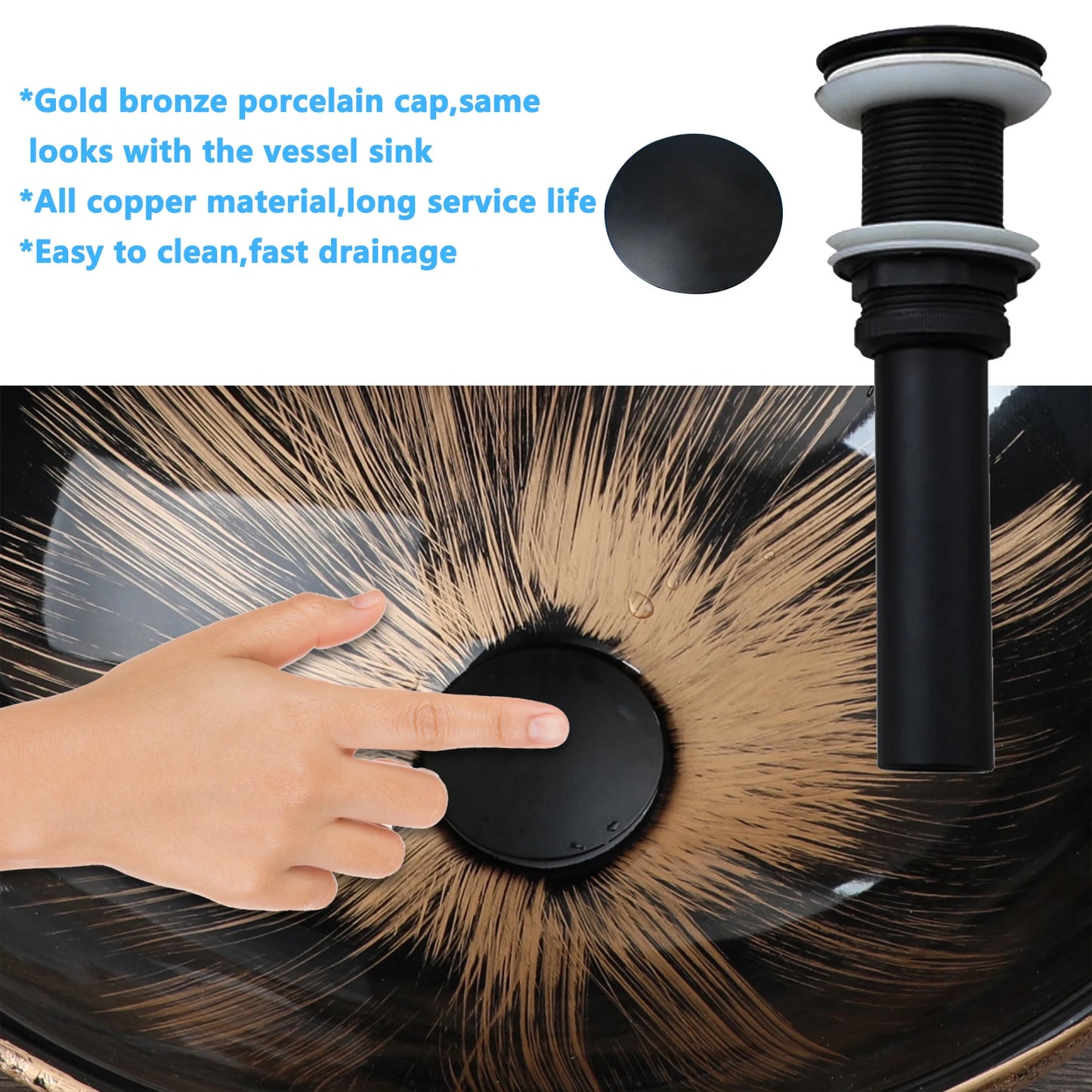 MEKKHALA Marble Oval Vessel Sink With Faucet Above Counter