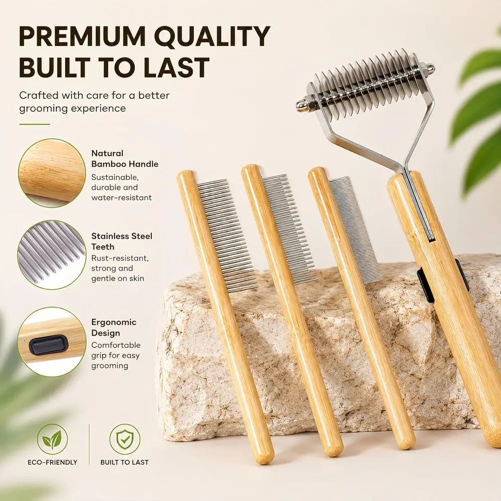 Pet Grooming Kit 4 In 1 Dematting Undercoat Rake Detangling