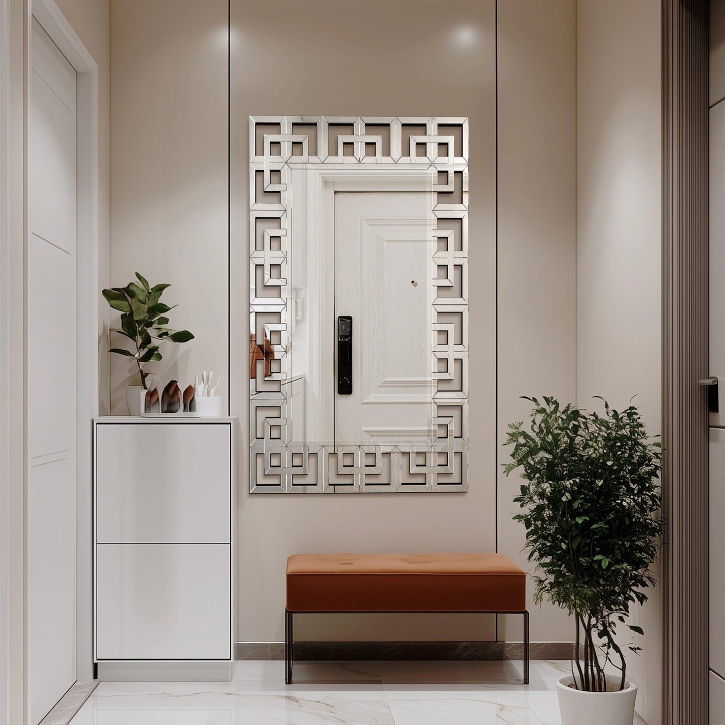 Venetian Art Mirror With Beveled Edge For Living Room Wall