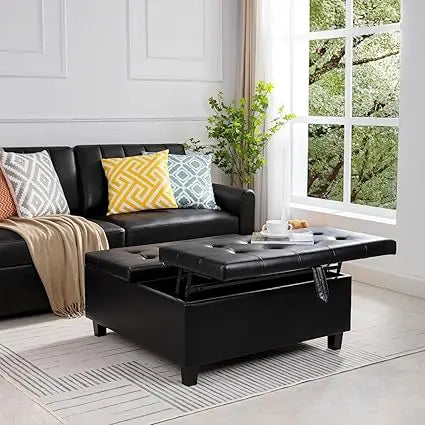 DAFIFY Leather Storage Ottoman Coffee Table With Lift-Top