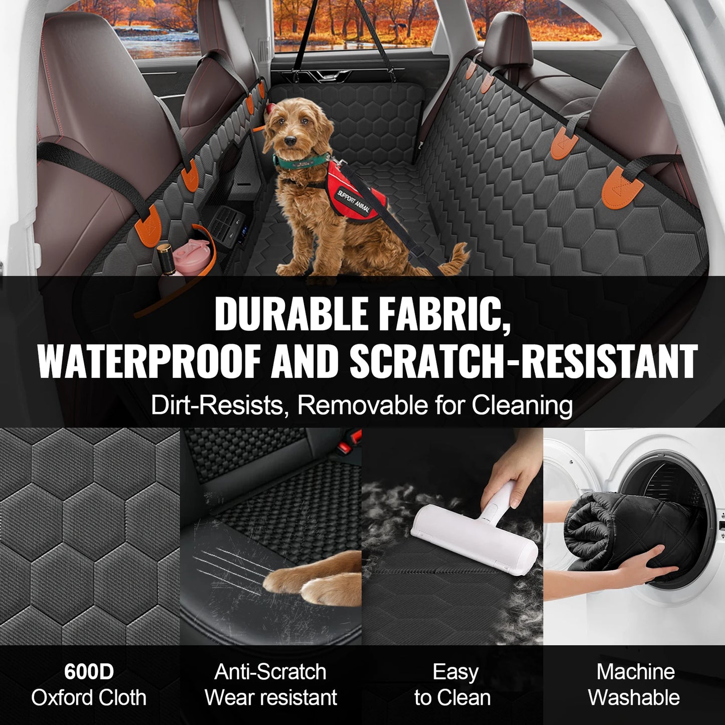 SucceBuy Back Seat Extender Dog Hammock With Mesh Window