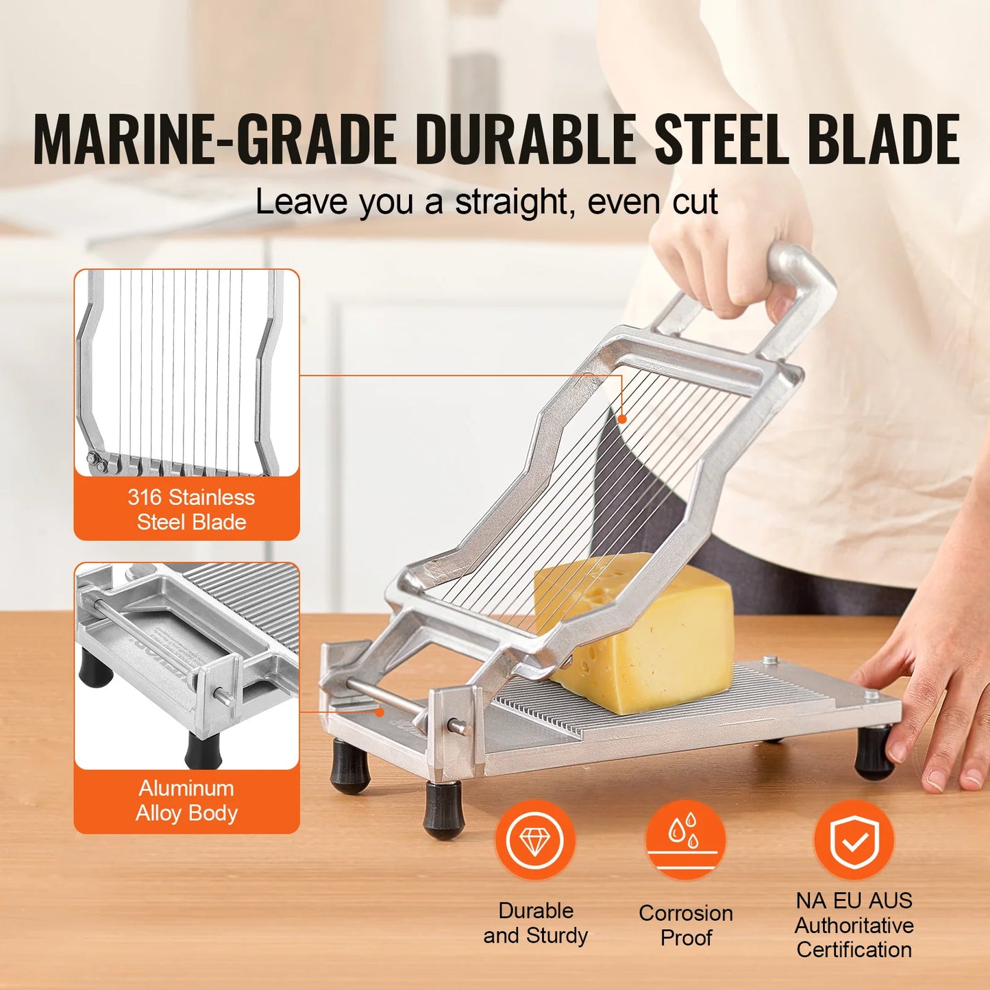 Cheese Cutter With Dual Wire Blade Aluminum Alloy Stainless Steel