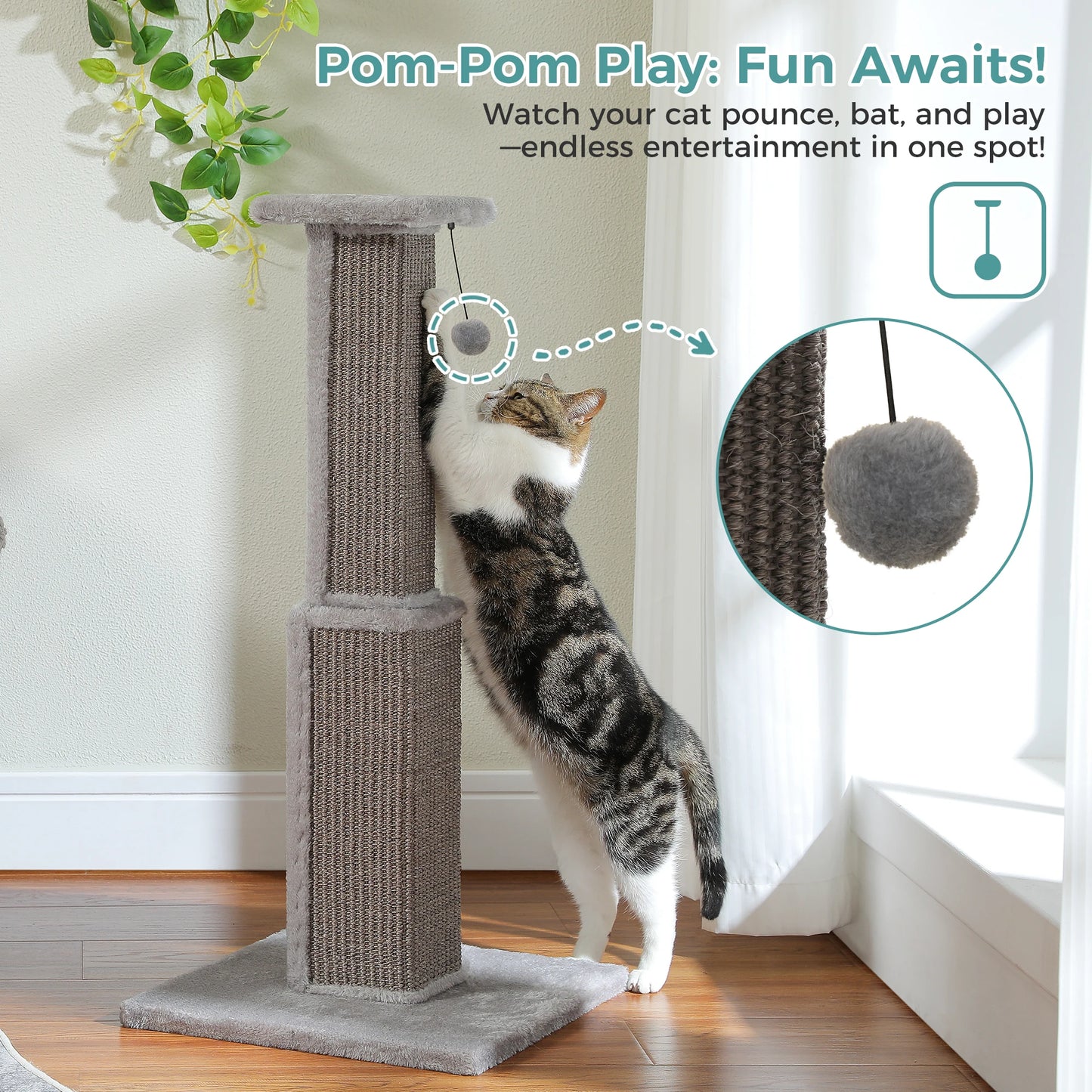 PAWZ Road Indoor Cat Scratching Post With Sisal Ball Toy