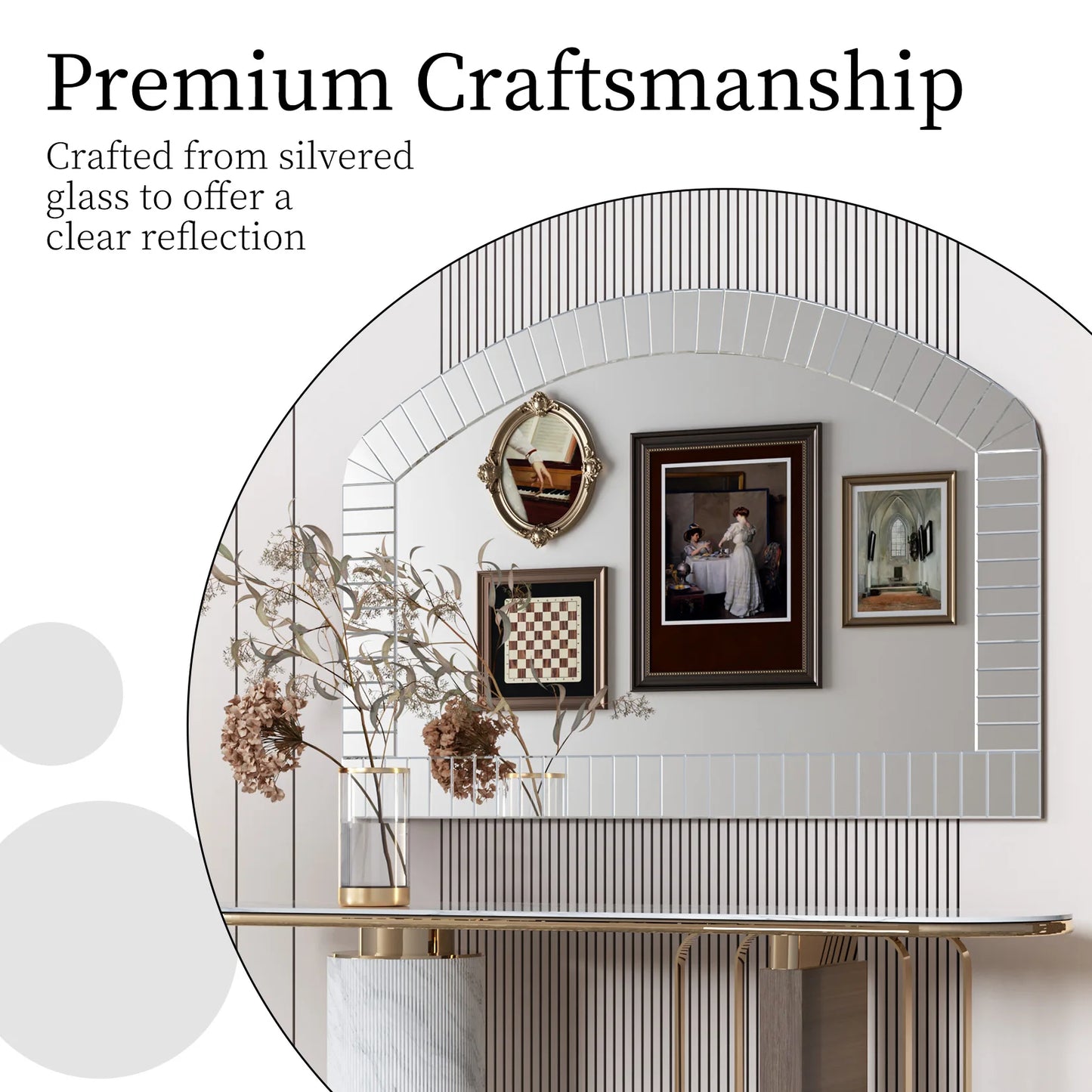 Arched Wall Mirror With Beveled Edge Venetian Style Glass