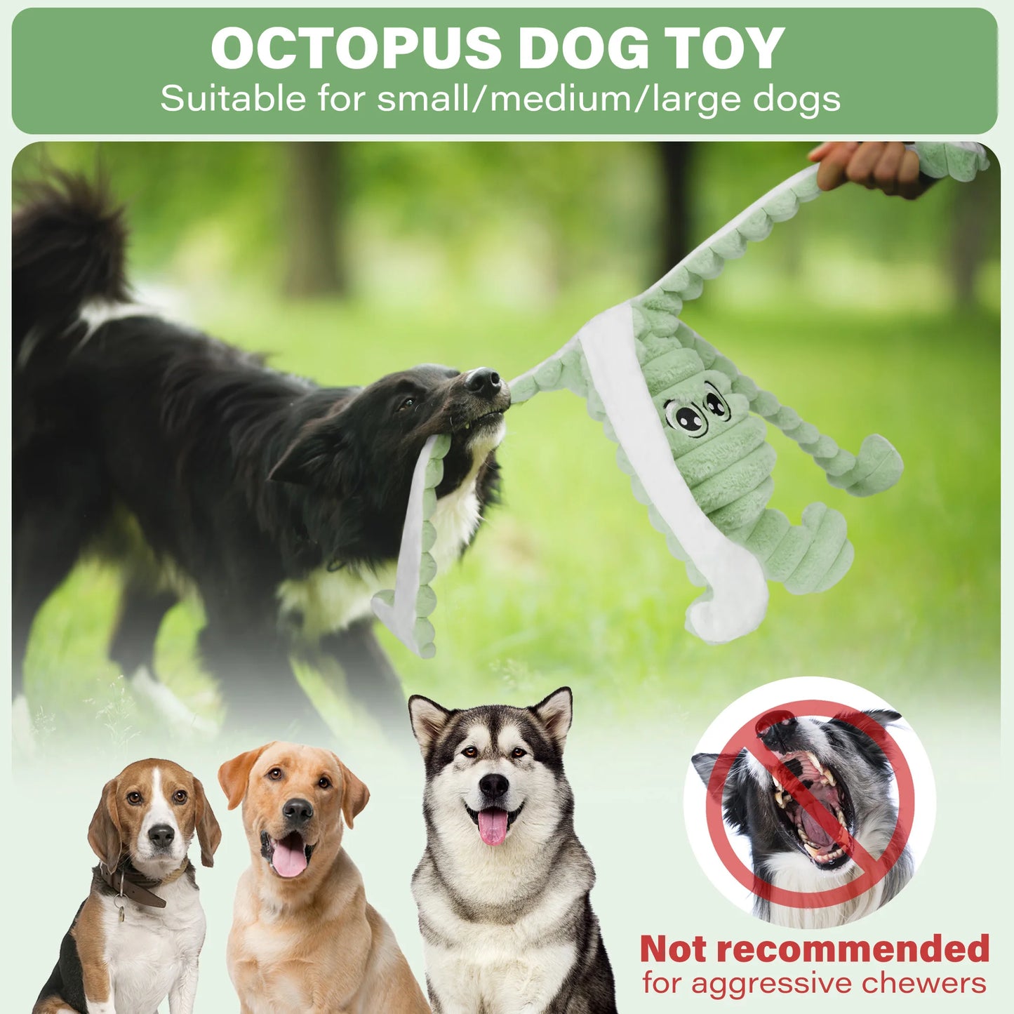 Octopus Design Squeaky Plush Dog Toy Interactive Chew For Dogs