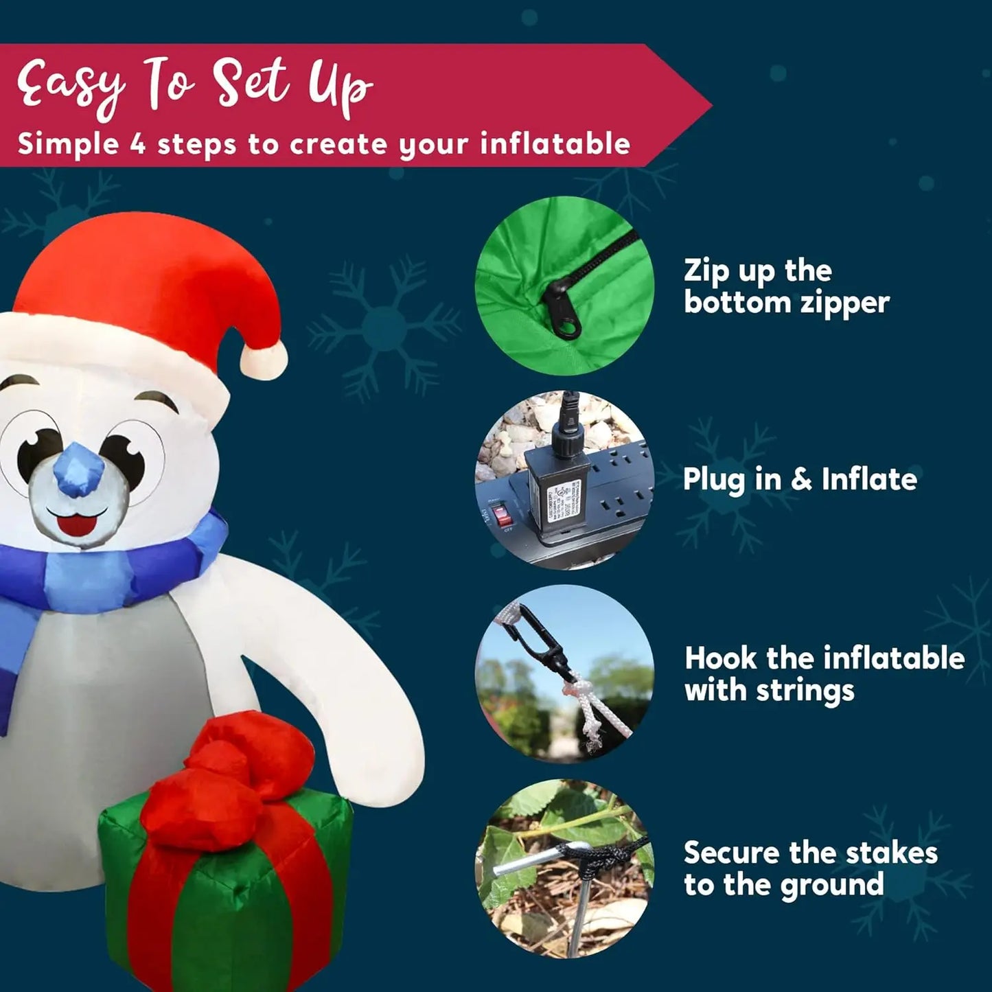 Joyfy Polar Bear LED Christmas Inflatable Outdoor Decoration