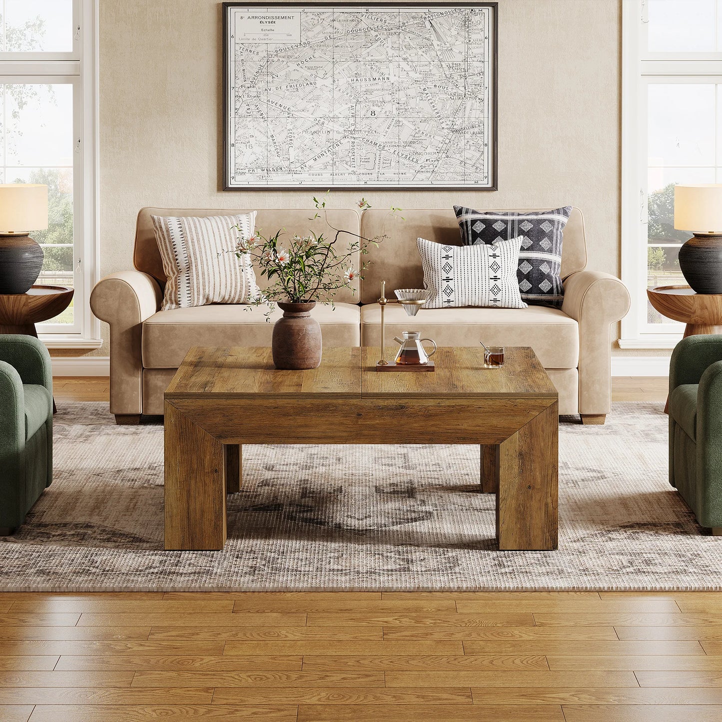 Tribesigns Square Coffee Table Farmhouse Center Cocktail Table