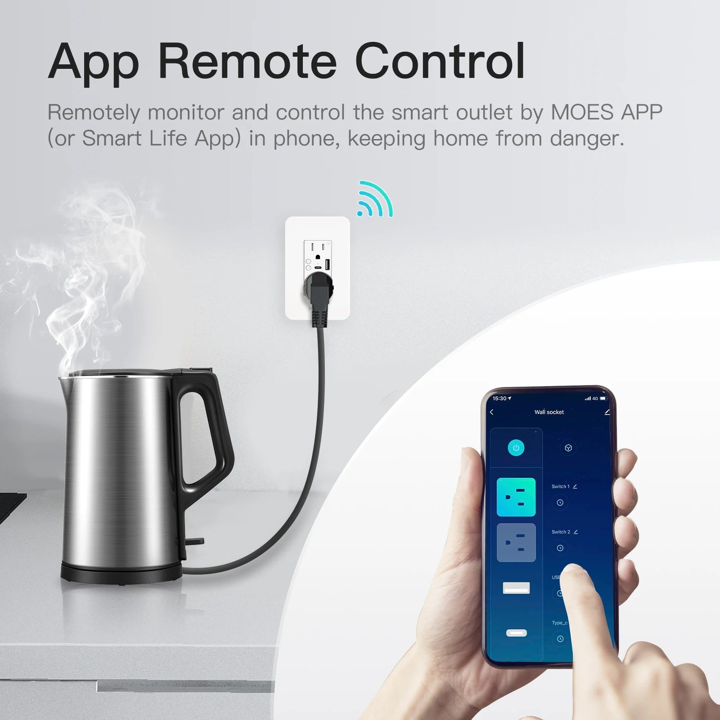 MOES WiFi Smart Wall Socket With USB Type C Outlet