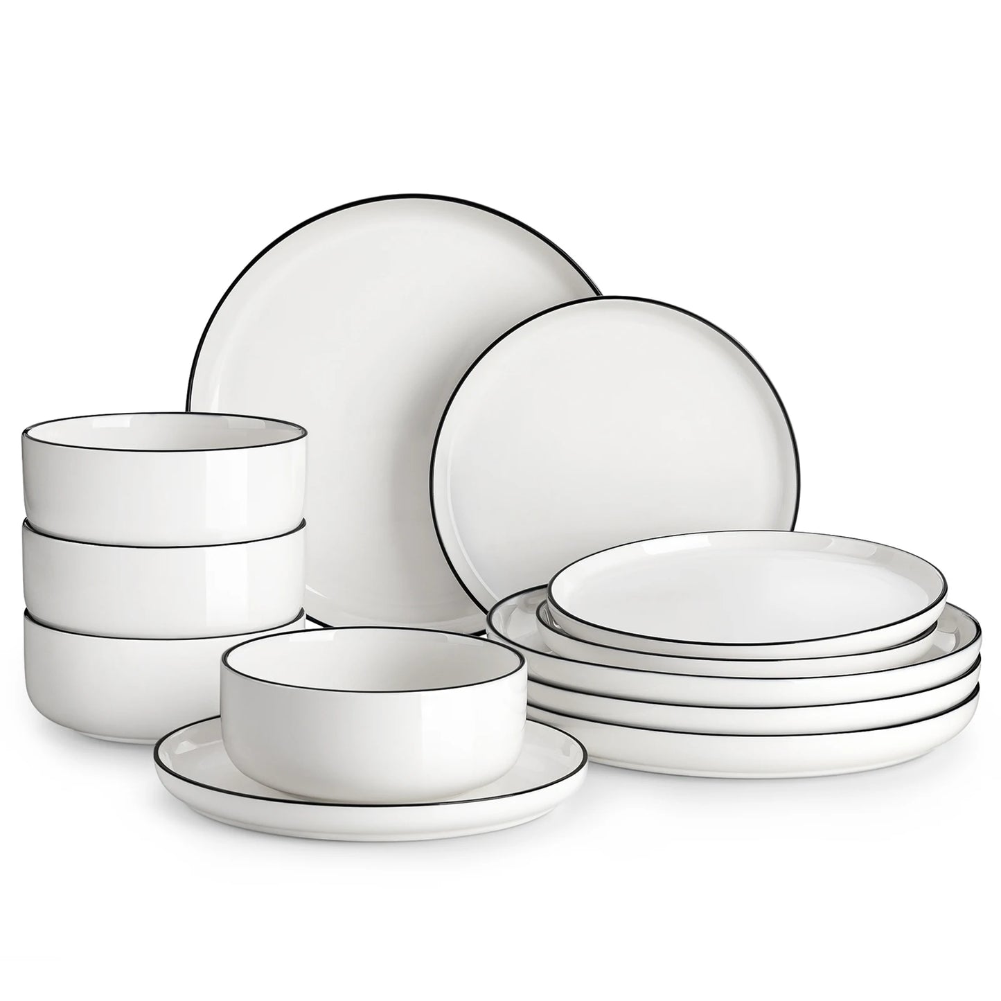 MALACASA Porcelain Dinnerware Set For 4 Ceramic Tableware Collection