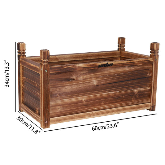 Wood Planter Box Outdoor Raised Garden For Flowers And Vegetables
