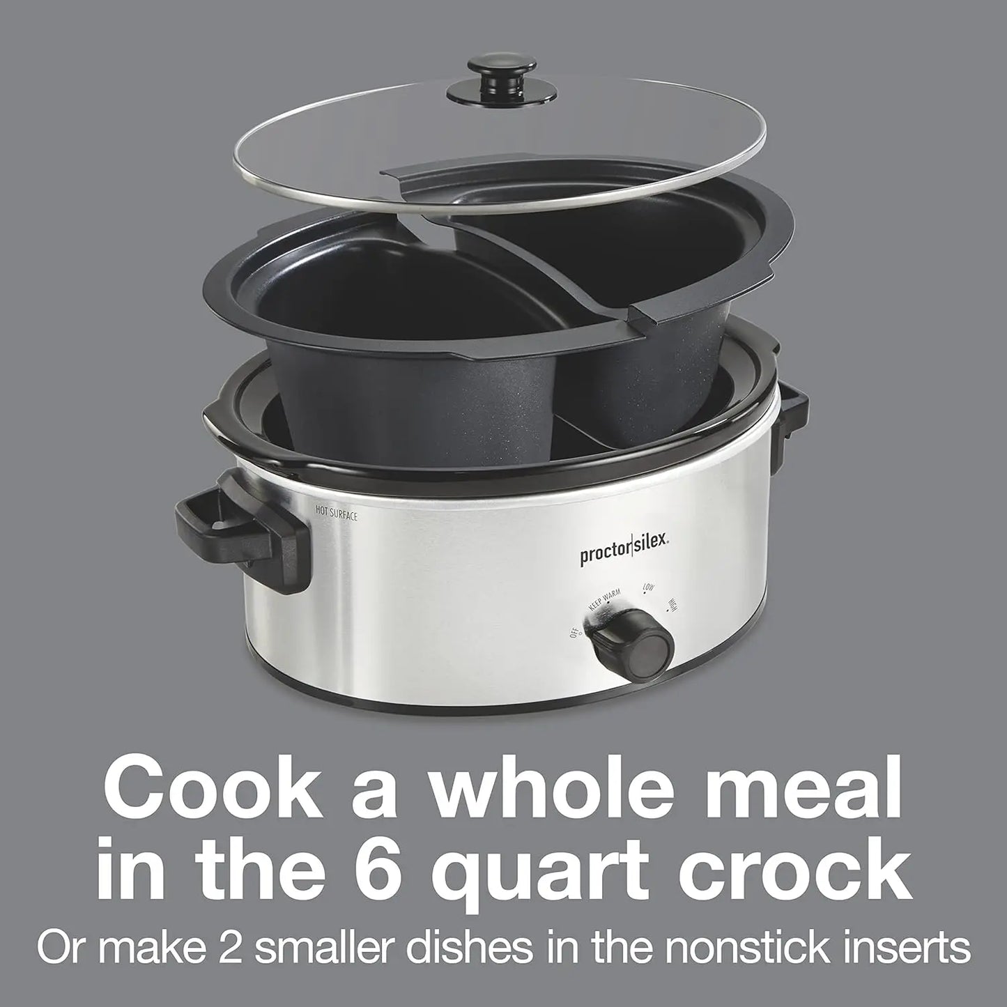 Abay Double Dish Slow Cooker With Dual Nonstick Inserts