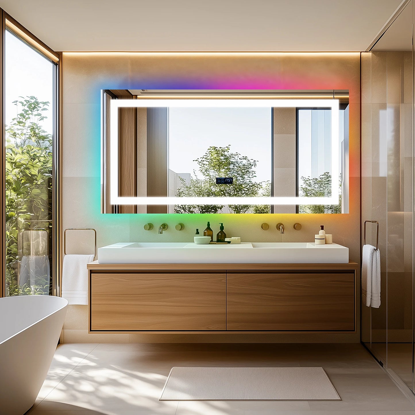Wisfor LED Bathroom Mirror With Anti Fog RGB Dimmable Lights