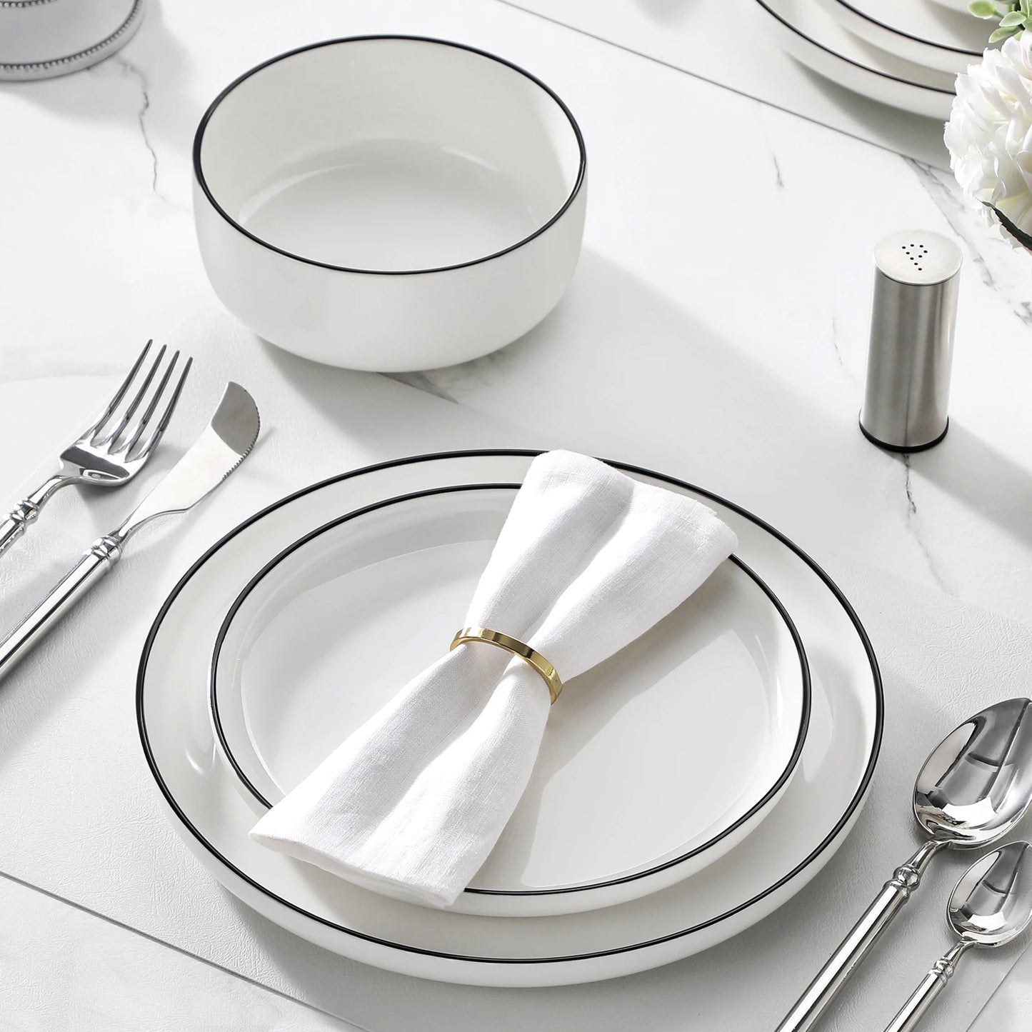 MALACASA Porcelain Dinnerware Set For 4 Ceramic Tableware Collection