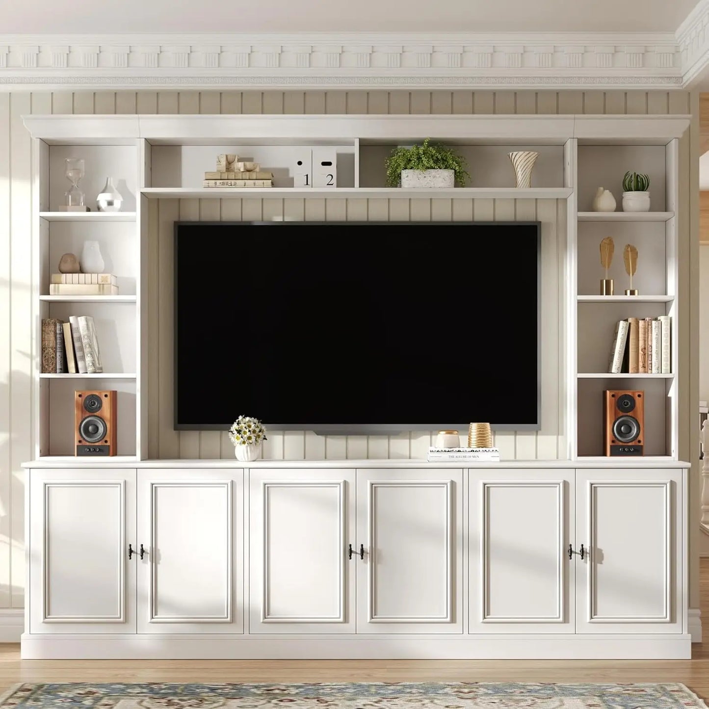 Modern Entertainment Center Wall Unit TV Stand With Bookshelves