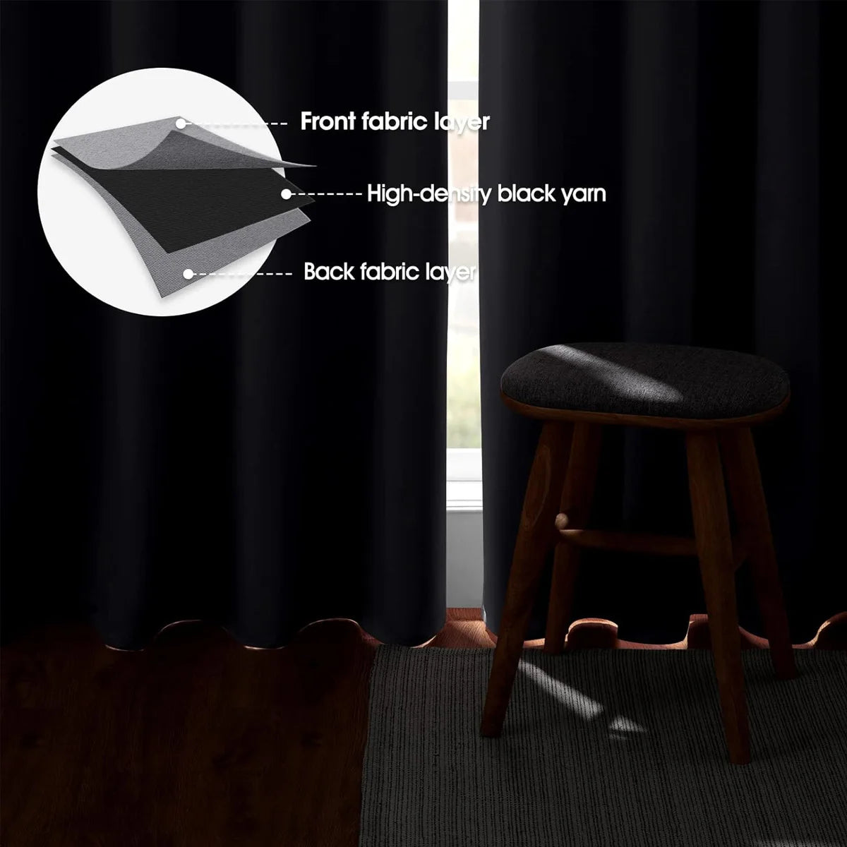 4-Piece Blackout Curtains Heat Insulated For Bedroom And Living Room